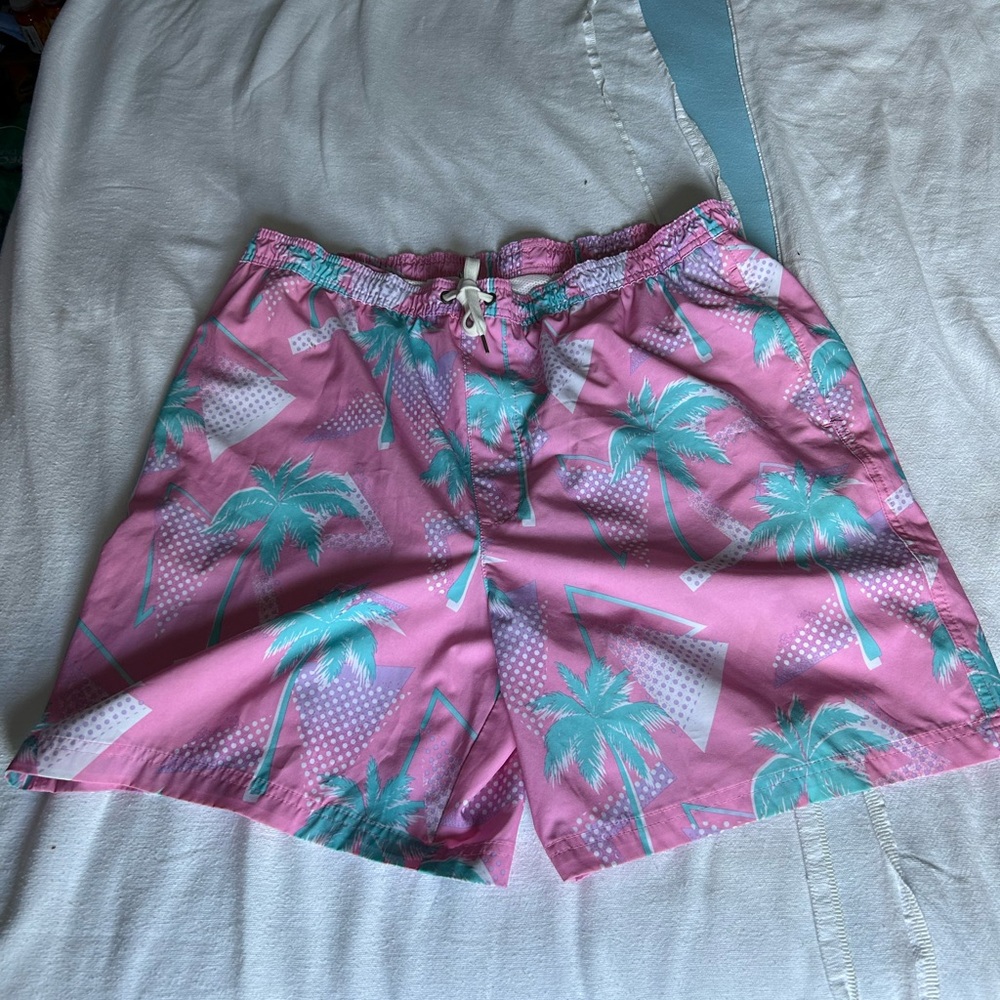 Pink Palm Tree Swim Trunks
